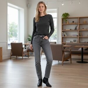 NWT Sonoma Goods for Life Womens High Rise Straight Leg Jeans Gray SZ 14 Stretch